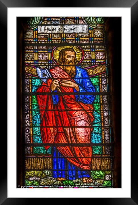Saint Matthias Stained Glass Maria Sanctuary Auxiliadora Punta A Framed Mounted Print by William Perry