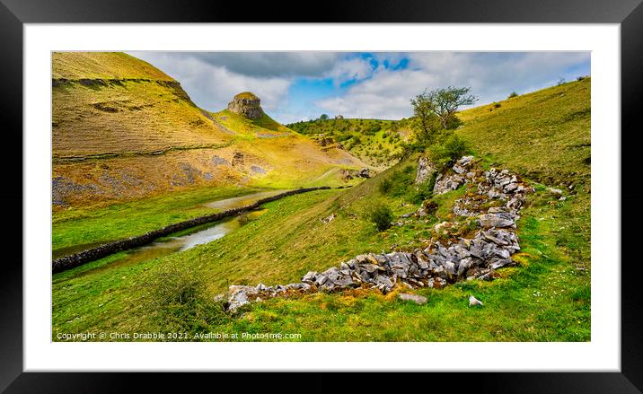 Cressbrook Dale in warm evening light Framed Mounted Print by Chris Drabble