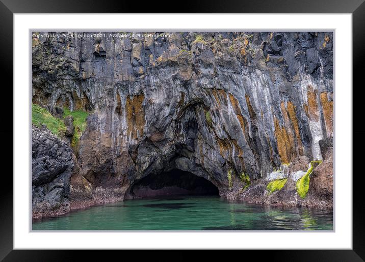 Carrickarede Caves Framed Mounted Print by Peter Lennon