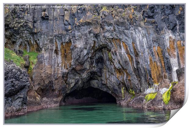 Carrickarede Caves Print by Peter Lennon