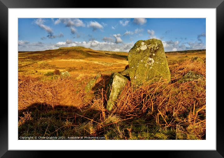 Higger Tor and Carl Wark from Burbage Edge Framed Mounted Print by Chris Drabble