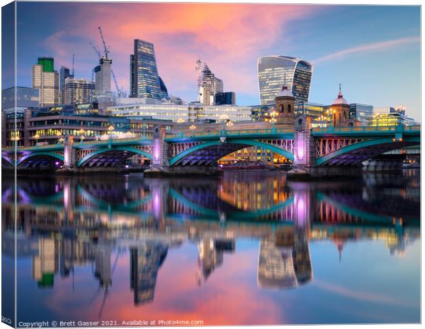 Southwark Bridge and the City of London Canvas Print by Brett Gasser