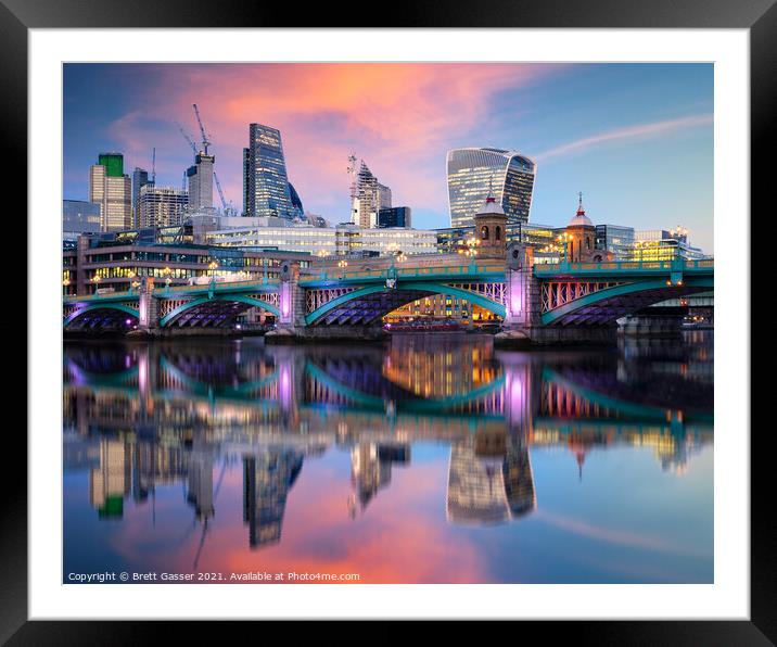 Southwark Bridge and the City of London Framed Mounted Print by Brett Gasser