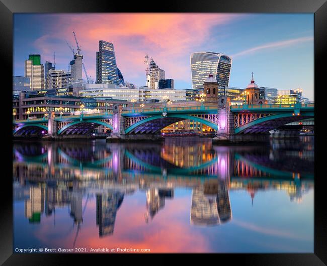 Southwark Bridge and the City of London Framed Print by Brett Gasser