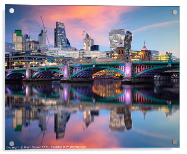 Southwark Bridge and the City of London Acrylic by Brett Gasser
