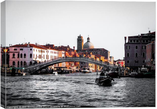 Main canal Venice Italy Canvas Print by Ann Biddlecombe