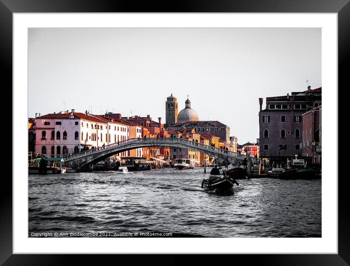 Main canal Venice Italy Framed Mounted Print by Ann Biddlecombe