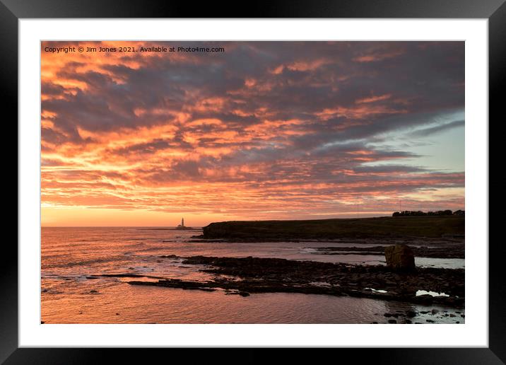 November sunrise over Collywell Bay Framed Mounted Print by Jim Jones