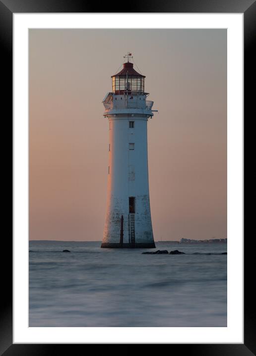 New Brighton Lighthouse Framed Mounted Print by Liam Neon