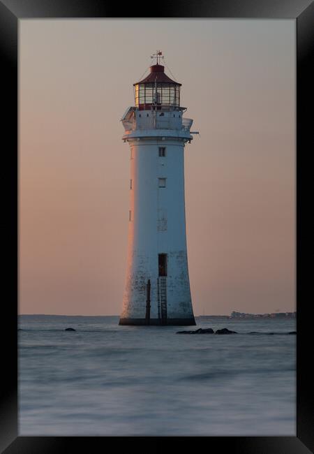 New Brighton Lighthouse Framed Print by Liam Neon