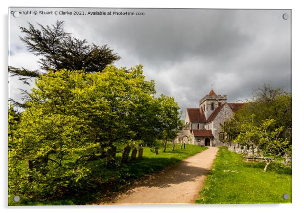 Boxgrove Priory Acrylic by Stuart C Clarke