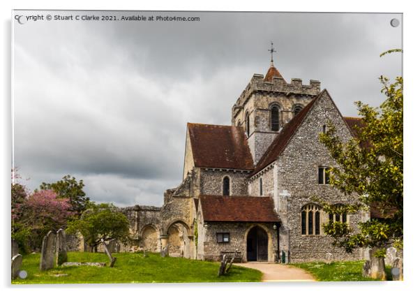 Boxgrove Priory Acrylic by Stuart C Clarke