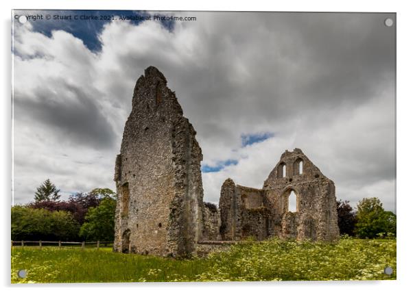 Boxgrove Priory Acrylic by Stuart C Clarke