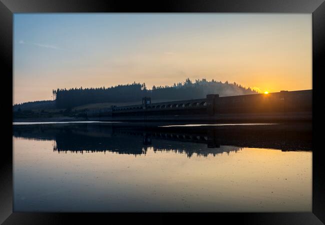 Clatteringshaws Loch at Sunrise Framed Print by Derek Beattie