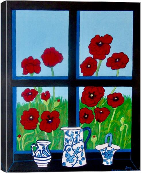 Poppies and Jugs Canvas Print by Stephanie Moore