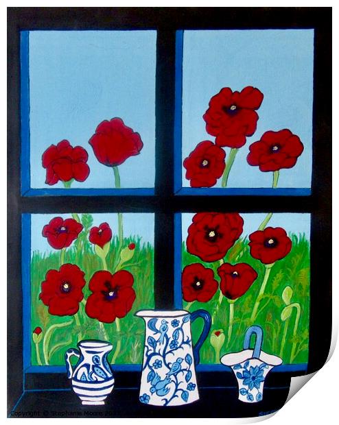 Poppies and Jugs Print by Stephanie Moore