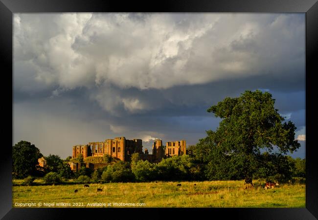 Retreating Storm, Kenilworth Castle Framed Print by Nigel Wilkins