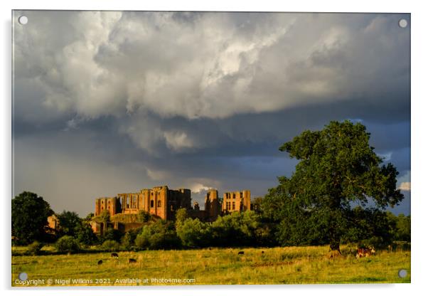 Retreating Storm, Kenilworth Castle Acrylic by Nigel Wilkins