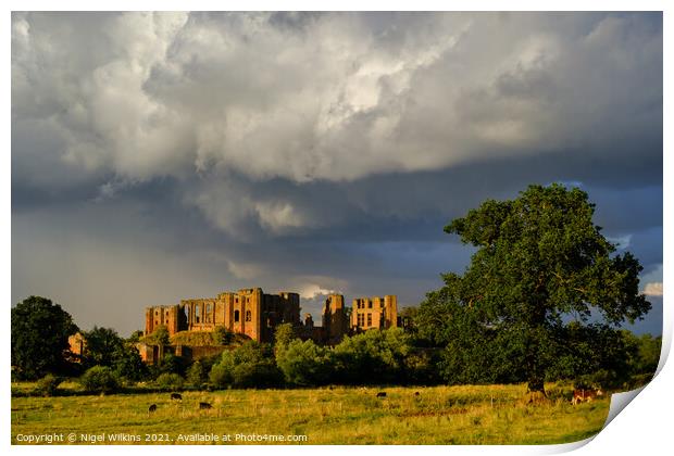 Retreating Storm, Kenilworth Castle Print by Nigel Wilkins
