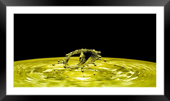 Water Drop Collision on Black Background Framed Mounted Print by Antonio Ribeiro