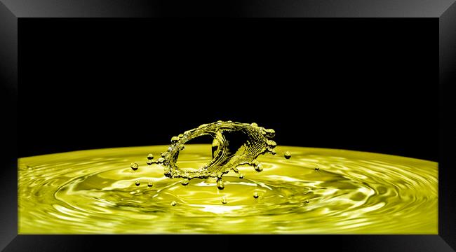 Water Drop Collision on Black Background Framed Print by Antonio Ribeiro