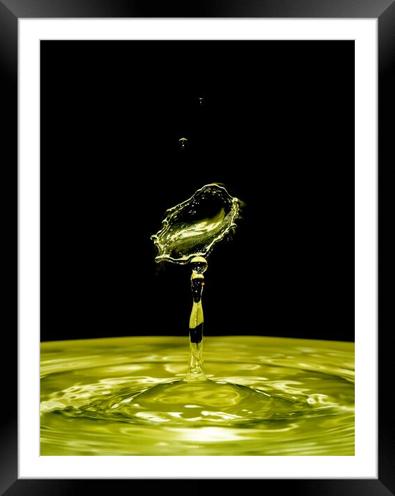 Water Drop Collision on Black Background Framed Mounted Print by Antonio Ribeiro