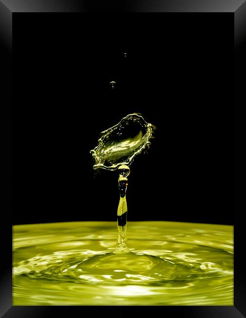 Water Drop Collision on Black Background Framed Print by Antonio Ribeiro