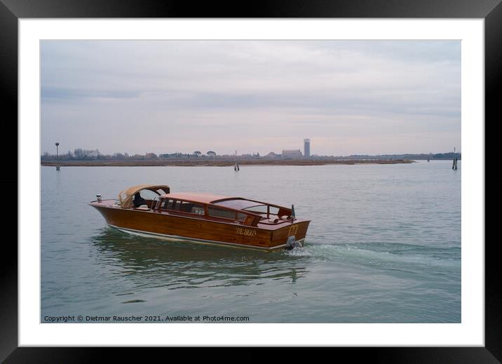 Watertaxi in the Lagoon of Venice Framed Mounted Print by Dietmar Rauscher