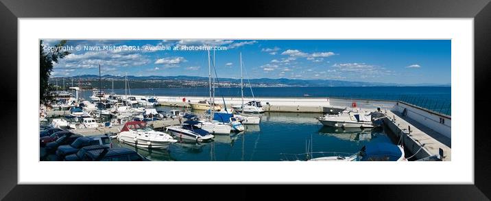 Panoramic view of the marina Opatija, Croatia   Framed Mounted Print by Navin Mistry