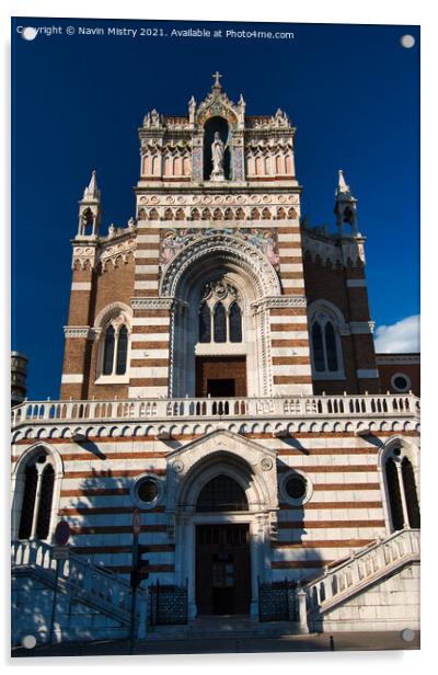 Capuchin church of Our lady of Lourdes, Rijeka, Cr Acrylic by Navin Mistry