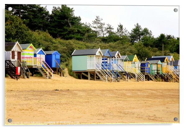 Beach Huts, Wells Next The Sea, Norfolk. Acrylic by john hill