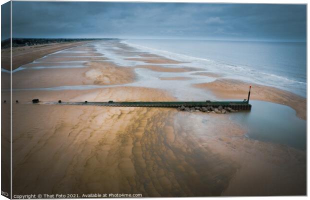 Sandilands East Coast of Lincolnshire Empty Beach Aerial view Canvas Print by That Foto