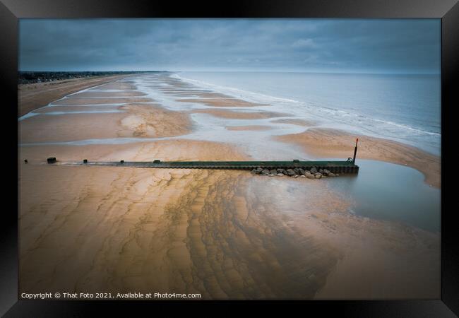 Sandilands East Coast of Lincolnshire Empty Beach Aerial view Framed Print by That Foto