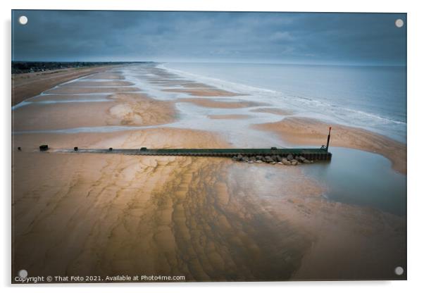 Sandilands East Coast of Lincolnshire Empty Beach Aerial view Acrylic by That Foto