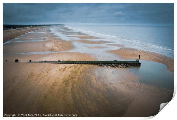 Sandilands East Coast of Lincolnshire Empty Beach Aerial view Print by That Foto