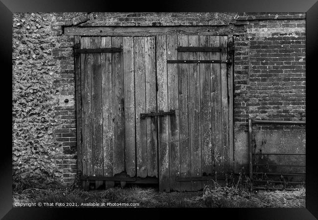 Building  Barn doors in a deserted farm yard Framed Print by That Foto