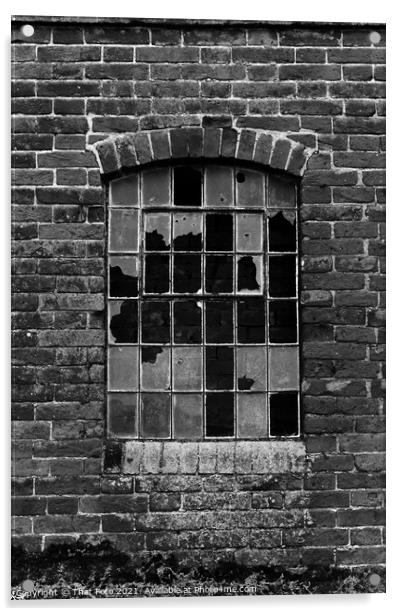 old broken window at a deserted farmyard Acrylic by That Foto