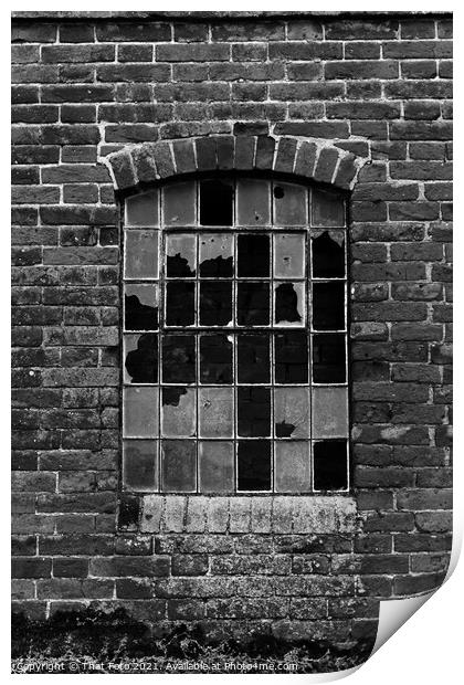 old broken window at a deserted farmyard Print by That Foto