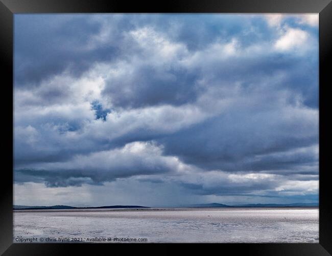 Storm clouds Morecambe Bay  Framed Print by chris hyde