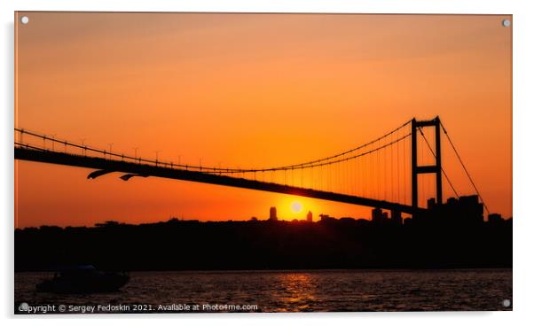 15th July Martyrs Bridge. Bosphorus Bridge. Istanbul, Turkey Acrylic by Sergey Fedoskin