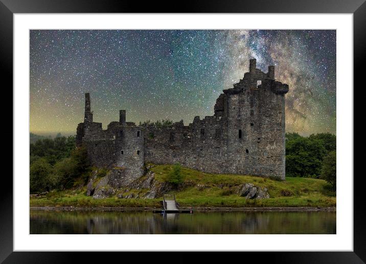 Kilchurn Castle under The Milky Way Framed Mounted Print by Derek Beattie