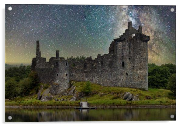 Kilchurn Castle under The Milky Way Acrylic by Derek Beattie