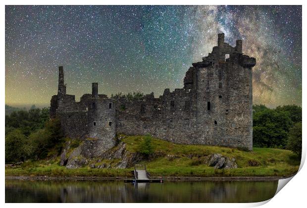 Kilchurn Castle under The Milky Way Print by Derek Beattie