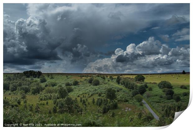 Stormy Roman Road Through Yorkshire Moors Print by Ron Ella