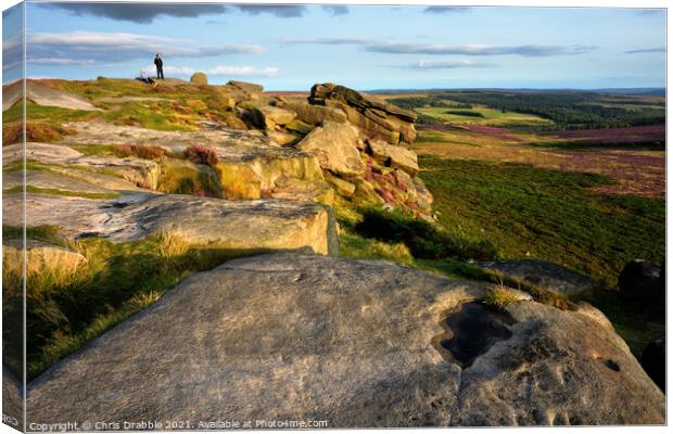 Higger Tor at last light Canvas Print by Chris Drabble