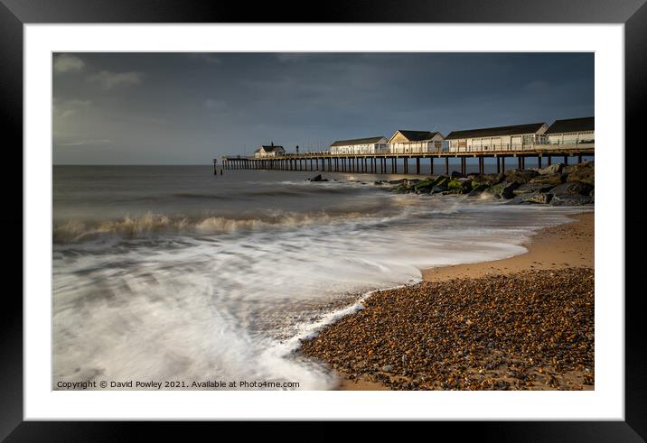 Morning Sunlight on Southwold Pier Framed Mounted Print by David Powley