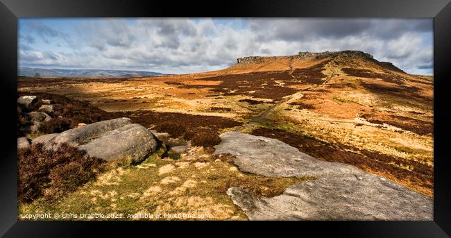 Looking over to Higger Tor from Carl Wark Framed Print by Chris Drabble