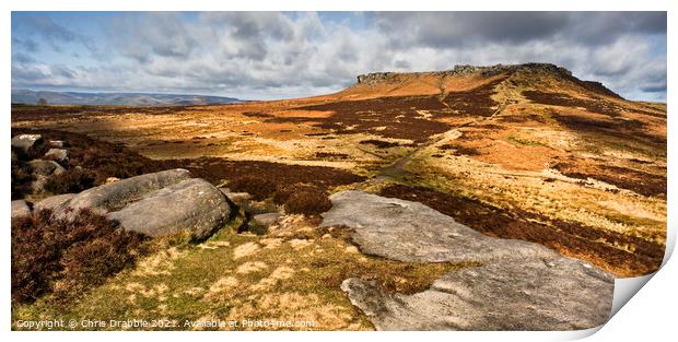 Looking over to Higger Tor from Carl Wark Print by Chris Drabble