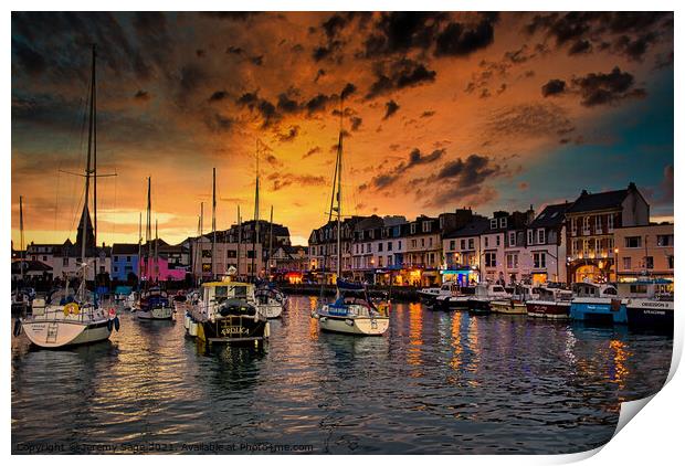 Tranquil Sunset on Ilfracombe Harbour Print by Jeremy Sage