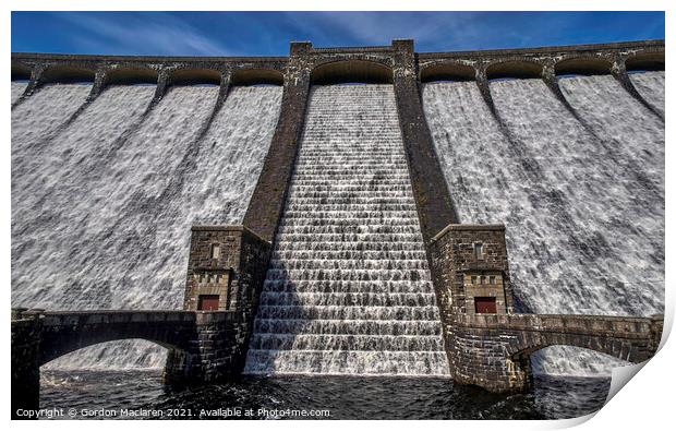 The Claerwen Reservoir Dam in Powys, Mid Wales Print by Gordon Maclaren